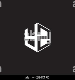 YZ Y Z ZY Logo monogram hexagon with black background negative space style Stock Vector