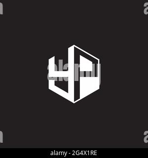 YP Y P PY Logo monogram hexagon with black background negative space style Stock Vector