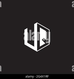 UQ U Q QU Logo monogram hexagon with black background negative space style Stock Vector