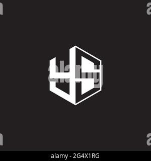 YS Y S SY Logo monogram hexagon with black background negative space style Stock Vector
