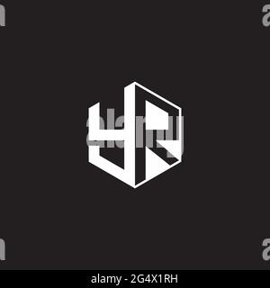 YR Y R RY Logo monogram hexagon with black background negative space style Stock Vector