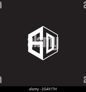 GO G O OG Logo monogram hexagon with black background negative space style Stock Vector