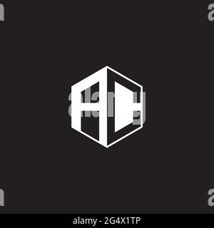 AC A C CA Logo monogram hexagon with black background negative space style Stock Vector