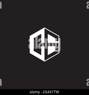 CG C G GC Logo monogram hexagon with black background negative space style Stock Vector