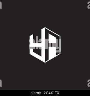 YA Y A AY Logo monogram hexagon with black background negative space style Stock Vector