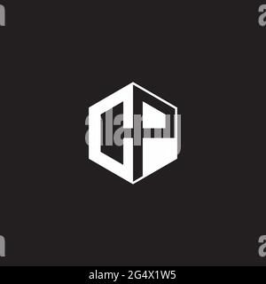 CP C P PC Logo monogram hexagon with black background negative space style Stock Vector