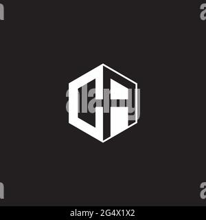 CA C A AC Logo monogram hexagon with black background negative space style Stock Vector