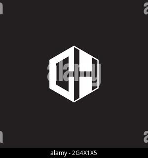 CH C H HC Logo monogram hexagon with black background negative space style Stock Vector