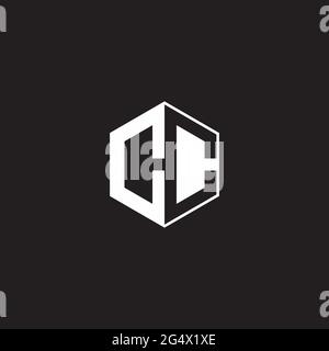 CC C Logo monogram hexagon with black background negative space style Stock Vector