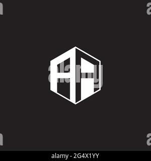 AA A Logo monogram hexagon with black background negative space style Stock Vector