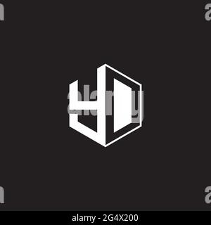 YD Y D DY Logo monogram hexagon with black background negative space style Stock Vector
