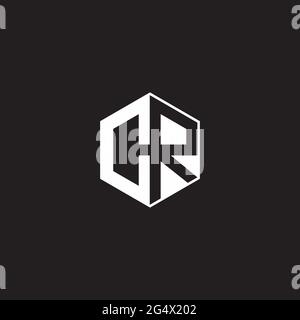 CR C R RC Logo monogram hexagon with black background negative space style Stock Vector