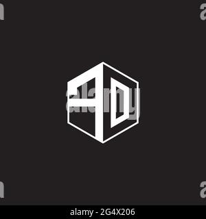 FO F O OF Logo monogram hexagon with black background negative space style Stock Vector