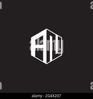 AN A N NA Logo monogram hexagon with black background negative space style Stock Vector