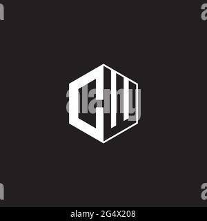 CW C W WC Logo monogram hexagon with black background negative space style Stock Vector