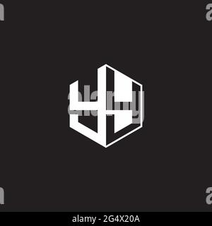 YY Y Logo monogram hexagon with black background negative space style Stock Vector