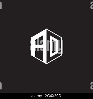 AO A O OA Logo monogram hexagon with black background negative space style Stock Vector