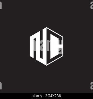 NC N C CN Logo monogram hexagon with black background negative space style Stock Vector