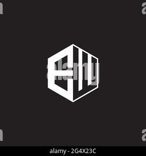 EW E W WE Logo monogram hexagon with black background negative space style Stock Vector