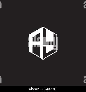AY A Y YA Logo monogram hexagon with black background negative space style Stock Vector