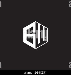 GW G W WG Logo monogram hexagon with black background negative space style Stock Vector
