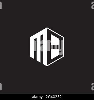 MB M B BM Logo monogram hexagon with black background negative space style Stock Vector