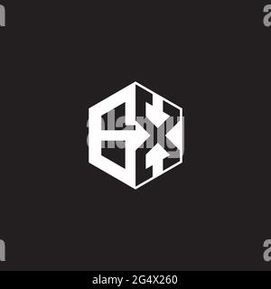 GX G X XG Logo monogram hexagon with black background negative space style Stock Vector