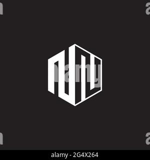 NN N Logo monogram hexagon with black background negative space style Stock Vector