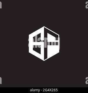 GF G F FG Logo monogram hexagon with black background negative space style Stock Vector