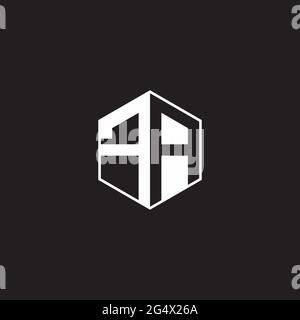 FA F A AF Logo monogram hexagon with black background negative space style Stock Vector