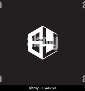 GY G Y YG Logo monogram hexagon with black background negative space style Stock Vector