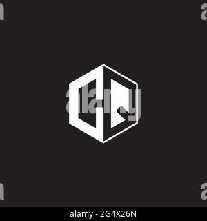 CQ C Q QC Logo monogram hexagon with black background negative space style Stock Vector