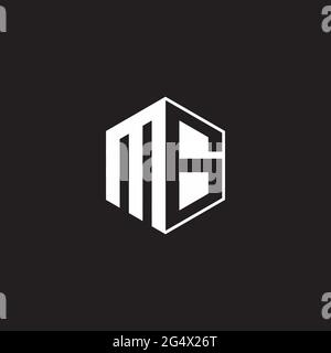 MG M G GM Logo monogram hexagon with black background negative space style Stock Vector