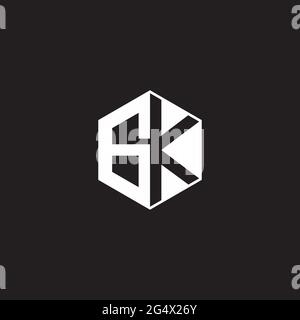 GK G K KG Logo monogram hexagon with black background negative space style Stock Vector