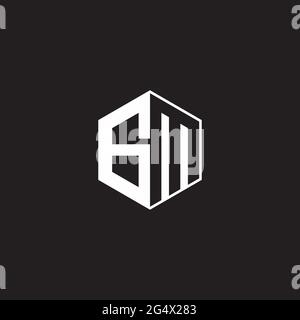 GM G M MG Logo monogram hexagon with black background negative space style Stock Vector
