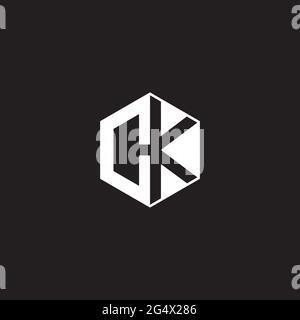 CK C K KC Logo monogram hexagon with black background negative space style Stock Vector