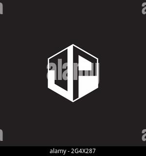 JP J P PJ Logo monogram hexagon with black background negative space style Stock Vector
