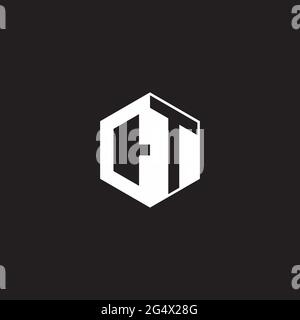 CT C T TC Logo monogram hexagon with black background negative space style Stock Vector