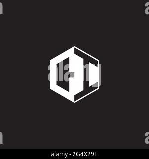 CI C I IC Logo monogram hexagon with black background negative space style Stock Vector