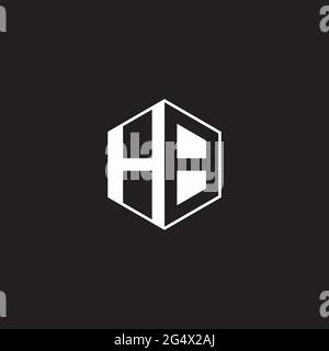 HB H B BH Logo monogram hexagon with black background negative space style Stock Vector