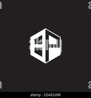 BP B P PB Logo monogram hexagon with black background negative space style Stock Vector