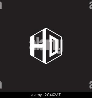 HO H O OH Logo monogram hexagon with black background negative space style Stock Vector