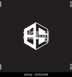BS B S SB Logo monogram hexagon with black background negative space style Stock Vector