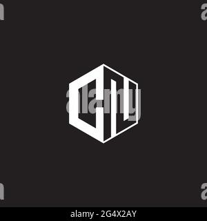 CN C N NC Logo monogram hexagon with black background negative space style Stock Vector