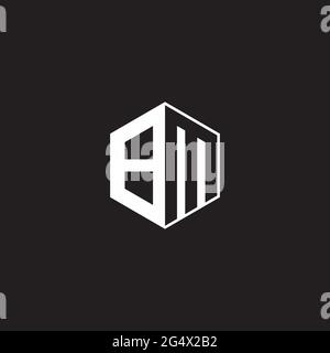 BM B M MB Logo monogram hexagon with black background negative space style Stock Vector
