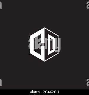 CO C O OC Logo monogram hexagon with black background negative space style Stock Vector