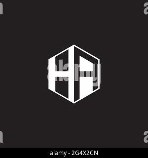 HA H A AH Logo monogram hexagon with black background negative space style Stock Vector
