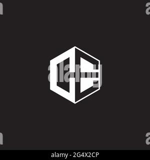 CE C E EC Logo monogram hexagon with black background negative space style Stock Vector