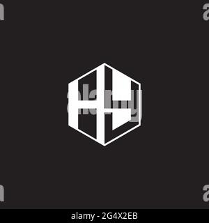HY H Y YH Logo monogram hexagon with black background negative space style Stock Vector