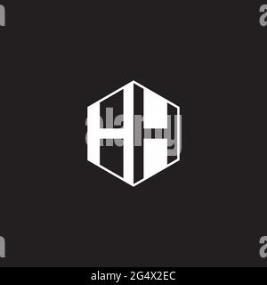 HH H Logo monogram hexagon with black background negative space style Stock Vector